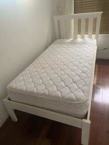 Solid timber Single bed frame & mattress