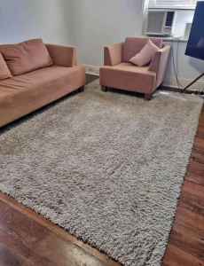 Large grey shaggy rug carpet modern cozy Freedom Furniture fuzzy gray