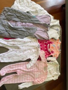 Baby Girl 0-3 months onsies and sleep suits, mostly brand new