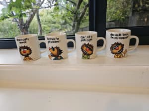 Agro coffee mugs x 4 - 1990s Hungry Jacks