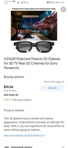 Like new clean sanitized 3D glasses for TV movies