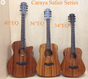 Caraya34All Mahogany Traveler Acoustic Guitar w/Built-inEQ, Tuner,bag