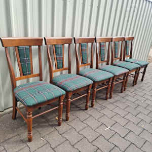 6x Vintage Wooden Dinning Table Chairs