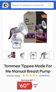 Tommee Tippee Single Manual breast pump - New.