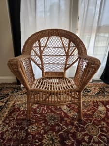 Rattan Wicker Armchair - Vintage, Fair Condition
