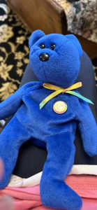 TY 7” Blue Bear Club 1998 Beanbag Stuffed Animal Toy