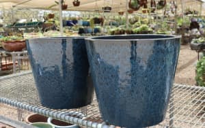 Blue Speckled Glazed Garden Plant Pots - NEW