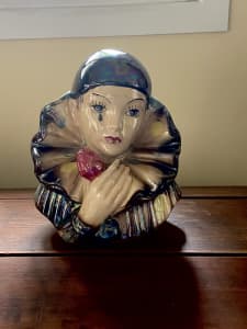 Vintage ceramic Pierrot bust- 24 x 29 cm