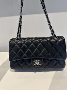 Chanel black silver bag