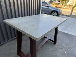 Natural concrete Bar Table with Ironbark legs in Walnut color