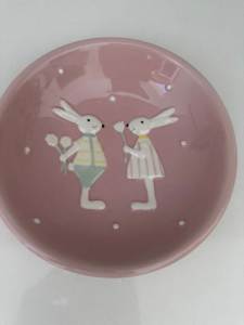 NEW Easter Bunny Ceramic Bowl & Plate
