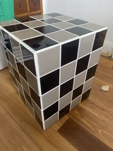 Tiled side table perfect for record player and records
