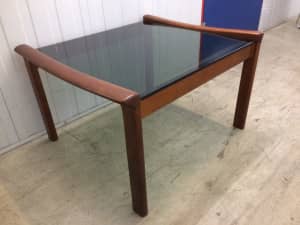 Vintage Mid Century Large 815x705mm Tessa Glass Top Side Tables