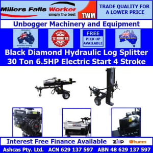 Millers Falls Black Diamond 30 Ton Key Start Hydraulic Log Splitter