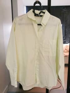 zara light green open collar Blouse/Shirt S size