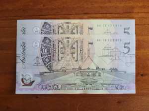 1992 $5 Notes Australian Rare Pair UNC Fraser Cole R412 & R412i