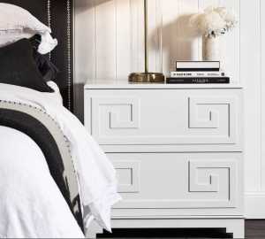 Bedside tables x 2 - white with mirror top