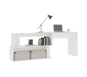 vidaXL Corner Desk White Engineered Wood (SKU:801098) Free Delivery