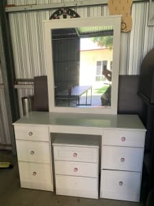 White dressing table one bed side cupboard