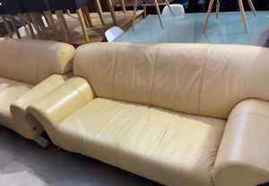 2 x 2 Seat Yellow Leather Sofa Pair Wangara Wanneroo Area Preview