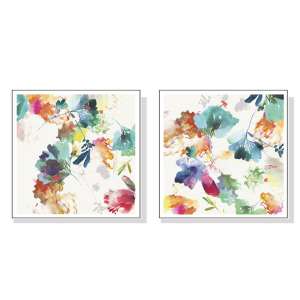 40cmx40cm Glitchy Floral 2 Sets White Frame Canvas Wall Art ...