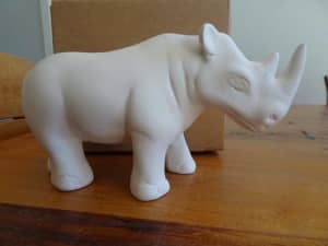 Ceramic rhino for art project