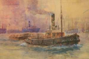 Fred Elliott 1864 - 1949 Sydney Harbourside Watercolour