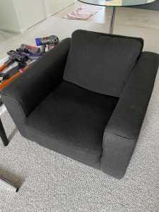 Comfy charcoal linen look armchair