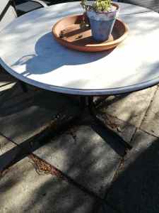 LARGE ROUND MARBLE TOP GARDEN TABLE