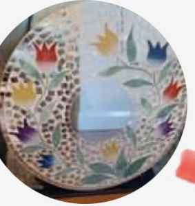 Round multicoloured Mosaic Mirror