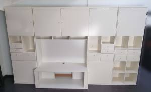 IKEA BONDE bookcases (four) and TV entertainment unit, white