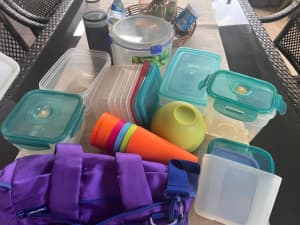 Assorted camping plastic containers $15