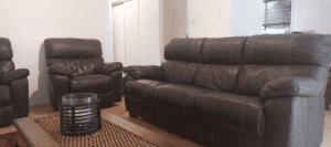 Leather Lounge 3 Seater and Armchairs