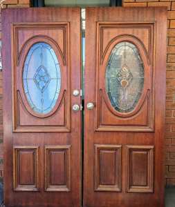 Double Entrance Leadlight Doors