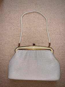 Vintage Orton White Glomesh handbag with original box and papers