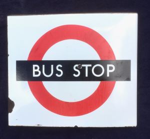 Genuine vitreous (glazed and fired) enamel London Bus Stop sign