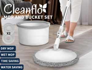 Cleanflo Spin Mop and Bucket Set Dry Wet 360 Degree Rotating Floor Cle