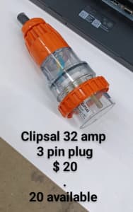 Clipsal 3 Pin 32A Amp 240V IP66 Weatherproof Male Straight Plug Single