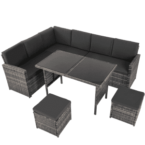 8 Seater Outdoor Lounge Dinning Set - Dark Grey