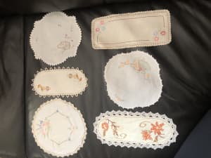 Beautiful hand crocheted and appliqué stitched doilies