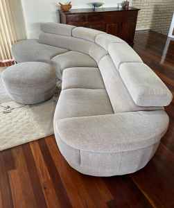 Nick Scali 4-5 Seat Chaise Lounge with matching Ottoman $1,125