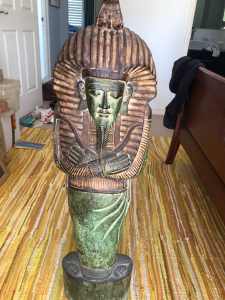Unique wood Egyptian Pharaoh statue