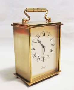 Vintage Mid Century Swiss Brass Carriage Clock