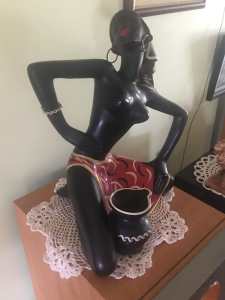BARSONY ceramic Woman in red skirt and jug F13