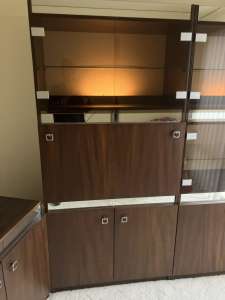Vintage retro wall unit - cocktail and display cabinet .