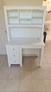 White solid desk with hutch