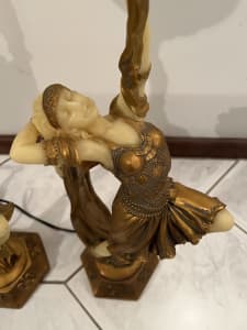 Pair of Art Deco Styled Women Lamps for Sale