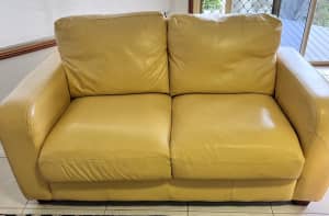 Amart Leather Lounge Seats - Butter Colour