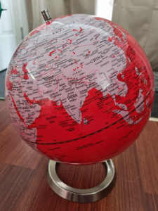 Red Spinning World Globe