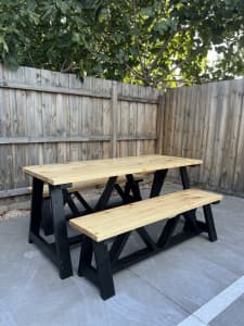 Wanted: Custom Made Outdoor Settings With varnished tops and black legs